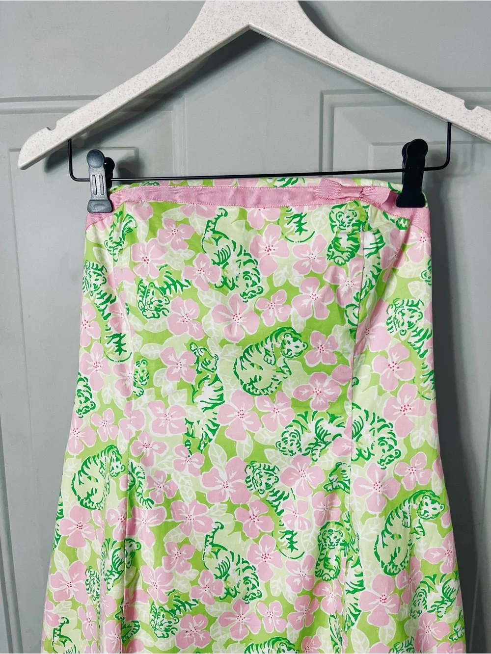 Lilly Pulitzer Vintage Tiger Cloud Print Strapless Mini Dress size 12 - Picture 2 of 6